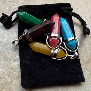 Healing Stone Gem Rocks Crystal Charms Pendants- Lot of 5